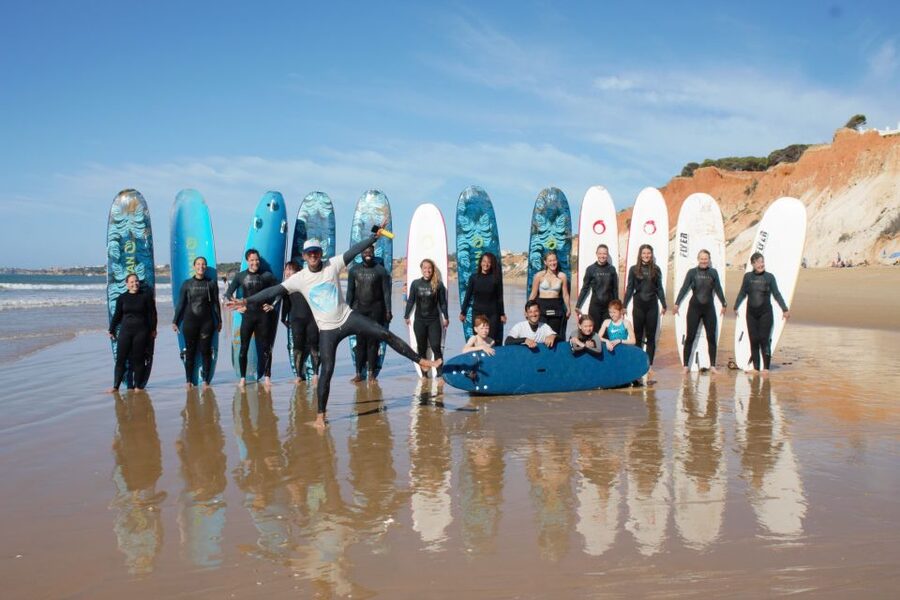 Albufeira: 2-Hour Falesia Beach Surf Lesson - Into the water at Falésia