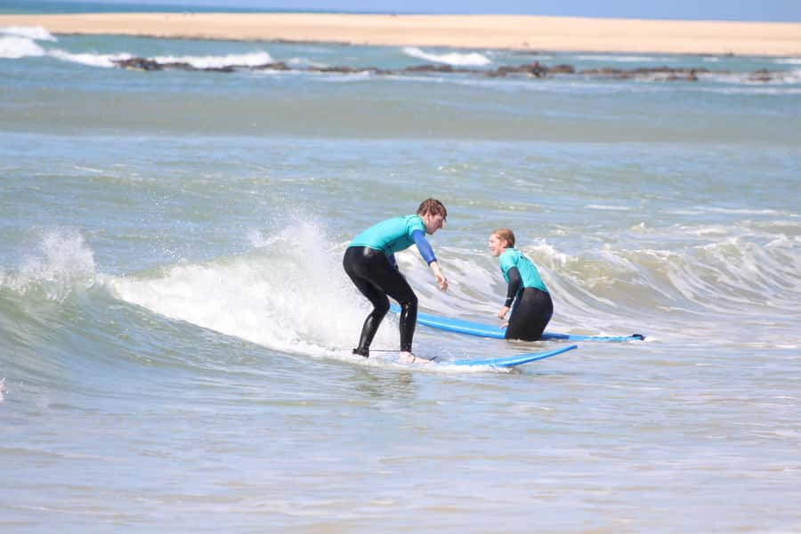 Jeffreys Bay: Learn to Surf Group Lesson - The Final Goal: Riding a Wave Toward the Beach