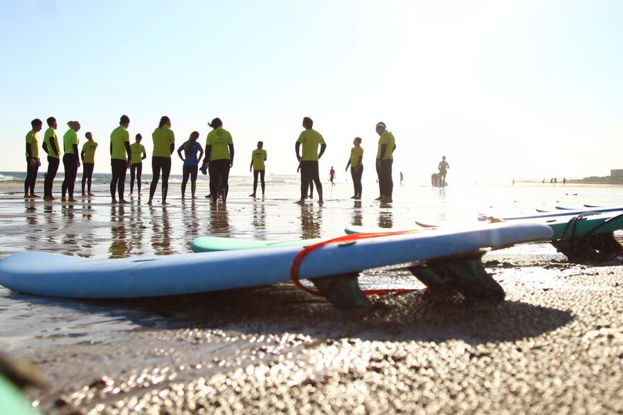Lisbon: 1.5-Hour Surf Lesson - Taking the board into the Atlantic