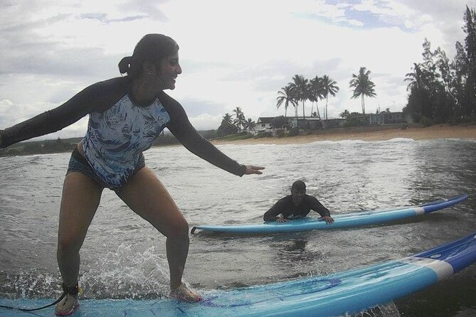 Private Surfing Lessons on the North Shore of Oahu - Catching the first wave at Catcha Wave